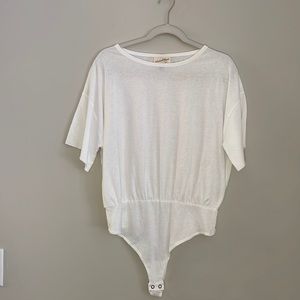 White Short Sleeve Bodysuit - L - NWOT
